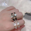 Natural Moonstone Obsidian Rings Beads Minimalist Fidget Ring Handmade Cute Black White Cat Ring Women Party Accessories Jewelry