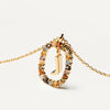 26 English Letter Pendant 925 Sterling Colored Zircon Letter Necklace Choker Fine Jewelry For Women