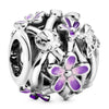 925 Sterling Silver Charm Primrose Meadow Apple Blossom Orchid Daisy Flower Butterfly Beads Fit Popular Bracelet DIY Jewelry