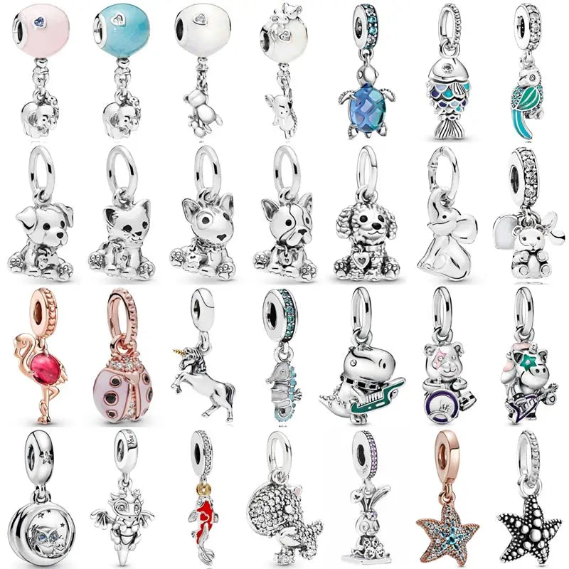 925 Sterling Silver Charm Teddy Bear Rabbit Elephant Sea Turtle Labrador Puppy Pendant Bead Fit Popular Bracelet Diy Jewelry