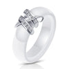 6mm  Black And White Simple Style Two Line Crystal Ziron Ceramic Rings For Women  Jewelry Gift