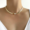 Beads Women's Neck Chain Kpop Pearl Choker Necklace Gold Color Goth Chocker Jewelry On The Neck Pendant  Collar For Girl