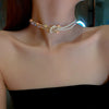 Beads Women's Neck Chain Kpop Pearl Choker Necklace Gold Color Goth Chocker Jewelry On The Neck Pendant  Collar For Girl