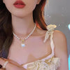 Beads Women's Neck Chain Kpop Pearl Choker Necklace Gold Color Goth Chocker Jewelry On The Neck Pendant  Collar For Girl