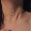 Beads Women's Neck Chain Kpop Pearl Choker Necklace Gold Color Goth Chocker Jewelry On The Neck Pendant  Collar For Girl