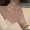 Beads Women's Neck Chain Kpop Pearl Choker Necklace Gold Color Goth Chocker Jewelry On The Neck Pendant  Collar For Girl