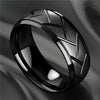 Black 8mm Groove Beveled Stainless Steel Ring for Men Women  Delicate Titanium Steel Rings Men's Jewelry Party Gifts