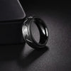Black 8mm Groove Beveled Stainless Steel Ring for Men Women  Delicate Titanium Steel Rings Men's Jewelry Party Gifts
