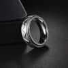 Black 8mm Groove Beveled Stainless Steel Ring for Men Women  Delicate Titanium Steel Rings Men's Jewelry Party Gifts