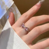 New Blue Crystal Rings Romantic Pink Heart Bowknot Shiny Ring for Women Y2K Accessories Trendy Sweet Girls Party Gifts