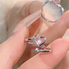 New Blue Crystal Rings Romantic Pink Heart Bowknot Shiny Ring for Women Y2K Accessories Trendy Sweet Girls Party Gifts