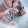 New Blue Crystal Rings Romantic Pink Heart Bowknot Shiny Ring for Women Y2K Accessories Trendy Sweet Girls Party Gifts