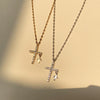 Creativity Light   Zircon Cross Pendant Necklace For Women Gold Silver Color Clavicle Chain  Jewelry