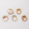 Crystal Snake Shape Ring Set For Women Rhinestone Heart Gold Color Geometric Knuckle Rings Girls Wedding Finger Jewelry Gift