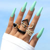 Crystal Snake Shape Ring Set For Women Rhinestone Heart Gold Color Geometric Knuckle Rings Girls Wedding Finger Jewelry Gift