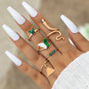 Crystal Snake Shape Ring Set For Women Rhinestone Heart Gold Color Geometric Knuckle Rings Girls Wedding Finger Jewelry Gift
