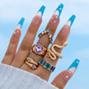 Crystal Snake Shape Ring Set For Women Rhinestone Heart Gold Color Geometric Knuckle Rings Girls Wedding Finger Jewelry Gift