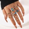 Crystal Snake Shape Ring Set For Women Rhinestone Heart Gold Color Geometric Knuckle Rings Girls Wedding Finger Jewelry Gift