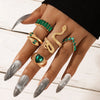 Crystal Snake Shape Ring Set For Women Rhinestone Heart Gold Color Geometric Knuckle Rings Girls Wedding Finger Jewelry Gift