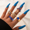 Crystal Snake Shape Ring Set For Women Rhinestone Heart Gold Color Geometric Knuckle Rings Girls Wedding Finger Jewelry Gift