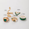 Crystal Snake Shape Ring Set For Women Rhinestone Heart Gold Color Geometric Knuckle Rings Girls Wedding Finger Jewelry Gift