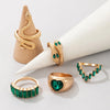 Crystal Snake Shape Ring Set For Women Rhinestone Heart Gold Color Geometric Knuckle Rings Girls Wedding Finger Jewelry Gift