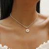 Double Layer Daisy Flower Clavicle Chain Necklace for Women Korean Butterfly Evil Eye Choker Wedding Neck Chain Jewelry Gift