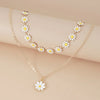 Double Layer Daisy Flower Clavicle Chain Necklace for Women Korean Butterfly Evil Eye Choker Wedding Neck Chain Jewelry Gift