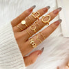Creative Geometric Leaf Wave Hollow Ring Set 11 Pcs for Women Men Simple Knuckle Ring Charm Wedding Party Jewelry