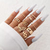 Creative Geometric Leaf Wave Hollow Ring Set 11 Pcs for Women Men Simple Knuckle Ring Charm Wedding Party Jewelry