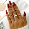 Creative Geometric Leaf Wave Hollow Ring Set 11 Pcs for Women Men Simple Knuckle Ring Charm Wedding Party Jewelry
