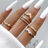 Creative Geometric Leaf Wave Hollow Ring Set 11 Pcs for Women Men Simple Knuckle Ring Charm Wedding Party Jewelry
