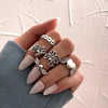 Creative Geometric Leaf Wave Hollow Ring Set 11 Pcs for Women Men Simple Knuckle Ring Charm Wedding Party Jewelry