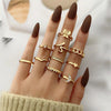 Creative Geometric Leaf Wave Hollow Ring Set 11 Pcs for Women Men Simple Knuckle Ring Charm Wedding Party Jewelry