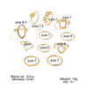 Creative Geometric Leaf Wave Hollow Ring Set 11 Pcs for Women Men Simple Knuckle Ring Charm Wedding Party Jewelry