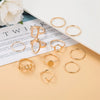 Creative Geometric Leaf Wave Hollow Ring Set 11 Pcs for Women Men Simple Knuckle Ring Charm Wedding Party Jewelry
