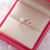 Crystal Zircon Rings Sweet Flower Leaf Butterfly Adjustable Open Rings Female Wedding Engagement Jewelry Gift