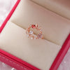 Crystal Zircon Rings Sweet Flower Leaf Butterfly Adjustable Open Rings Female Wedding Engagement Jewelry Gift