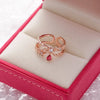 Crystal Zircon Rings Sweet Flower Leaf Butterfly Adjustable Open Rings Female Wedding Engagement Jewelry Gift