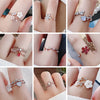 Crystal Zircon Rings Sweet Flower Leaf Butterfly Adjustable Open Rings Female Wedding Engagement Jewelry Gift