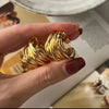 New Trend Unique Design Elegant Exquisite Retro Wrapping C Shape Stud Earrings Women Jewelry Party Gift Wholesale