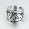 Vintage Lucky Poker Opening Rings For Women Men Playing Card Finger Stainless Steel Ring  Party Jewelry