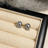 New French Elegant Tassel Bow Grey Pearl Earrings for Korean Rhinestone Earrings Jewelry Party Women's Sweet Accessories
