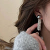 New French Elegant Tassel Bow Grey Pearl Earrings for Korean Rhinestone Earrings Jewelry Party Women's Sweet Accessories