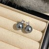 New French Elegant Tassel Bow Grey Pearl Earrings for Korean Rhinestone Earrings Jewelry Party Women's Sweet Accessories
