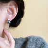 New French Elegant Tassel Bow Grey Pearl Earrings for Korean Rhinestone Earrings Jewelry Party Women's Sweet Accessories