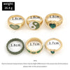Green Crystal Heart Kunckle Rings Set For Women Enamel Yin Yang Geometric Finger Ring Girls  Jewelry