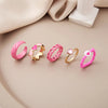 Green Crystal Heart Kunckle Rings Set For Women Enamel Yin Yang Geometric Finger Ring Girls  Jewelry