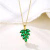 In  Green Zircon Crystal Pendant Stainless Steel Necklaces For Women Trendy Retro Style Female Clavicle Chain Jewelry