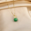 In  Green Zircon Crystal Pendant Stainless Steel Necklaces For Women Trendy Retro Style Female Clavicle Chain Jewelry